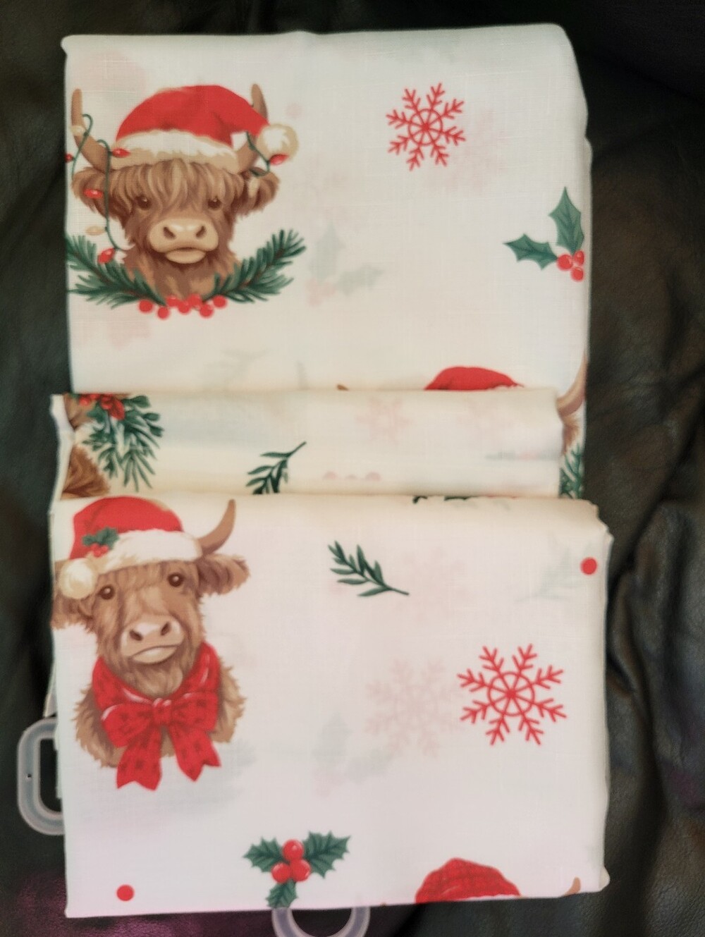 NEW Cow Shower Curtain Holliday Christmas Highlander